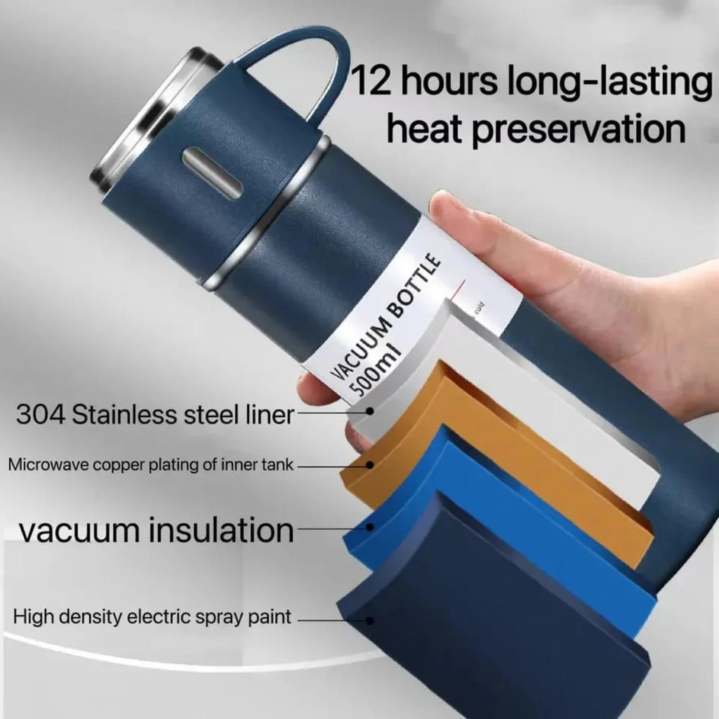 3 Cup 500ML Double-Layer Stainless Steel Vacuum Flask Set Thermos