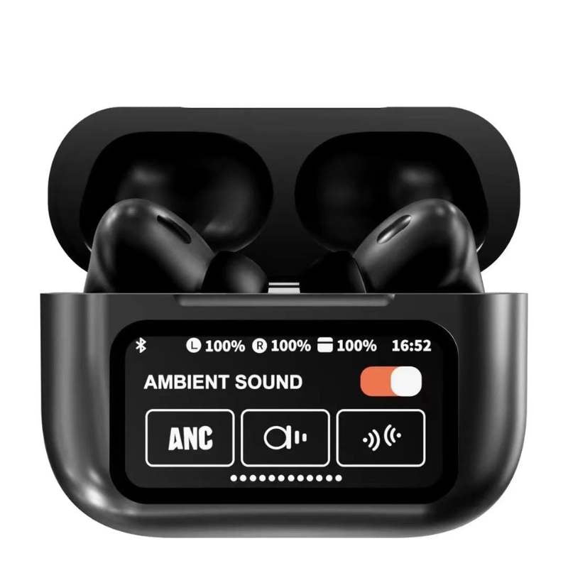 Black A9 Pro ANC Bluetooth 5.4 Wireless Earbuds