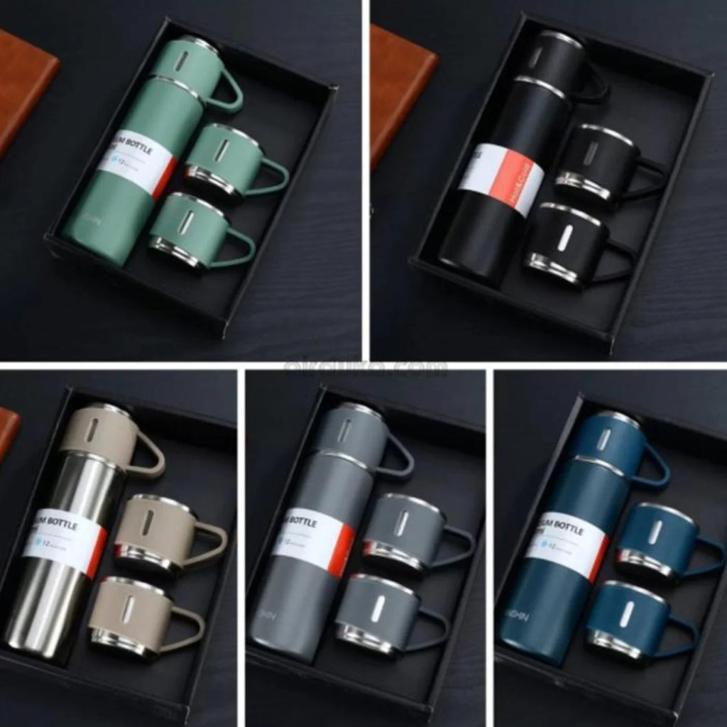 3 Cup 500ML Double-Layer Stainless Steel Vacuum Flask Set Thermos