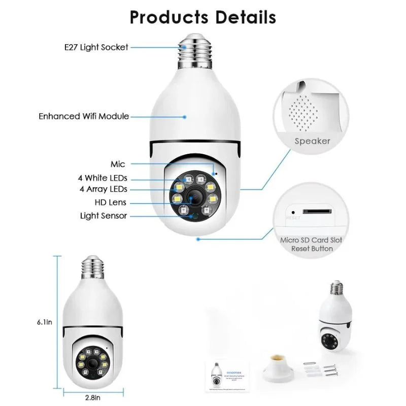 Speed-X Bulb Camera 1080P WiFi 360 Security Camera