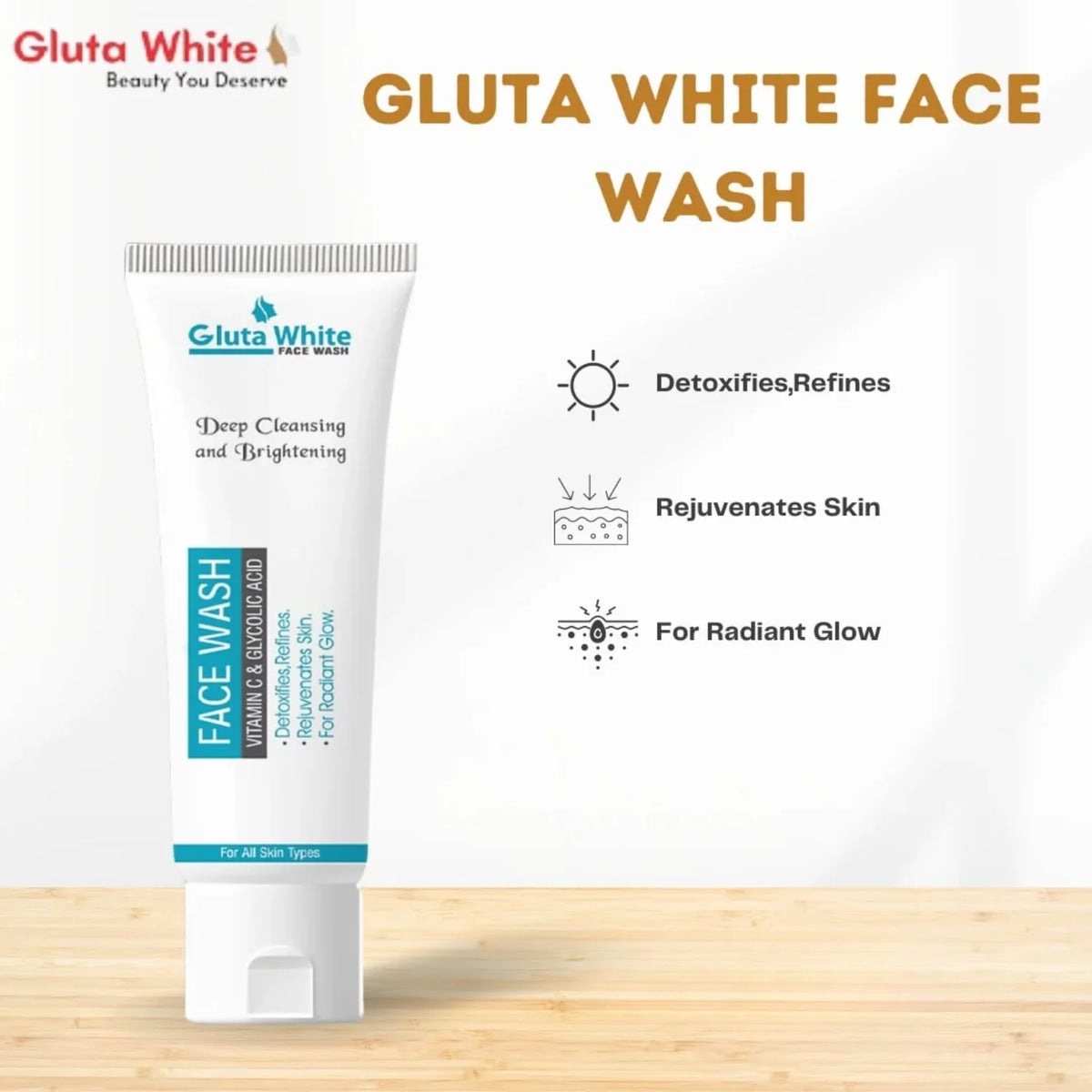 Gluta White Face Wash | Cleansing Brightening Oil Control