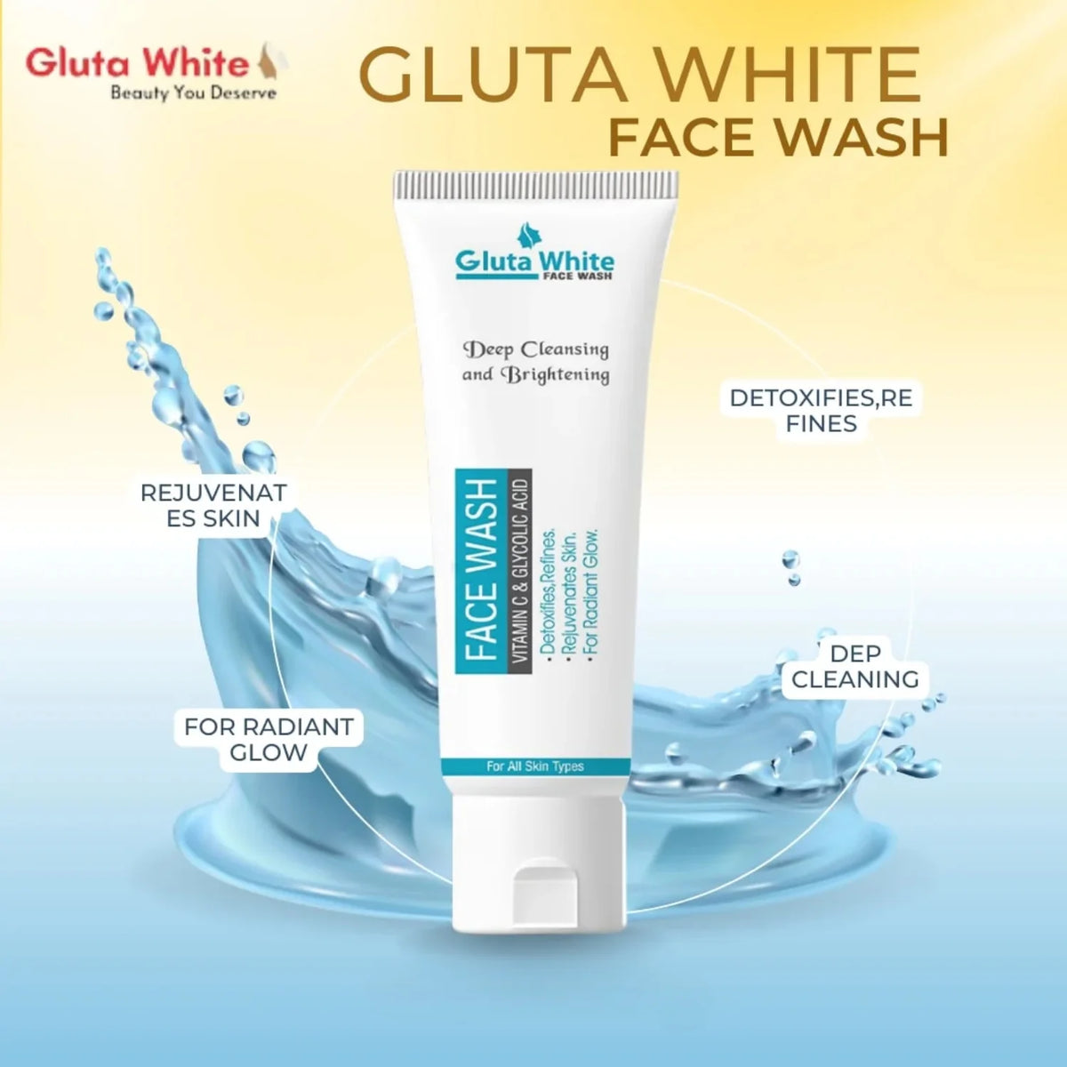 Gluta White Face Wash | Cleansing Brightening Oil Control
