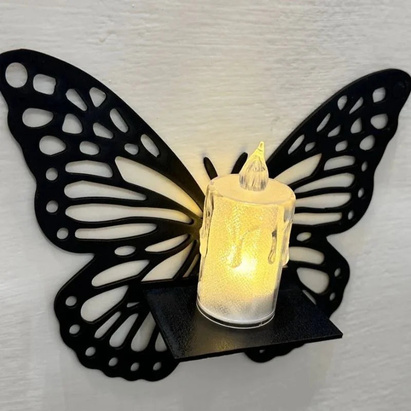Wooden Butterfly Wall Shelf Candle Holder pack of 3