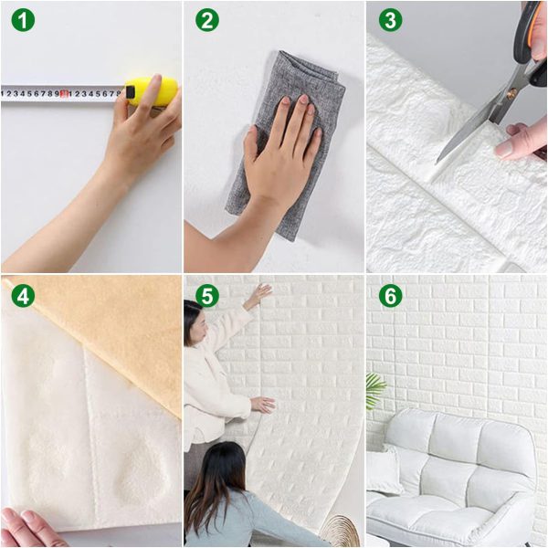 3D White Brick Wall Stickers Peel & Stick