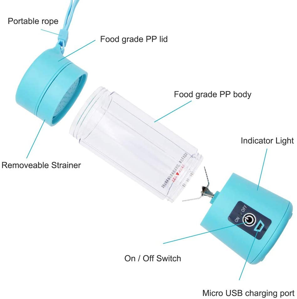 Portable 6-Blade USB Rechargeable Juicer Blender | Random Color