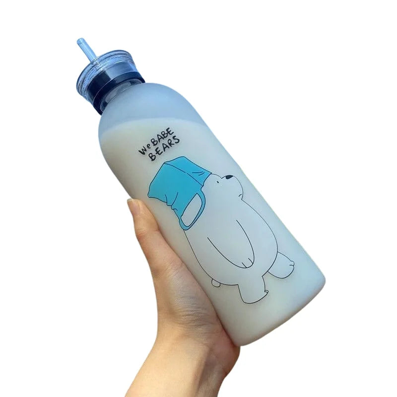 We Babe Bears Frosted Plastic Water Bottle with Straw 1000ml