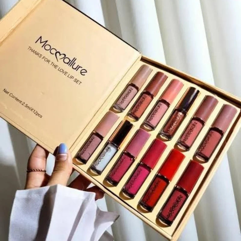 12 Pcs Matte Liquid Lipstick Set Waterproof