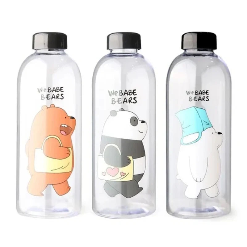 We Babe Bears Frosted Plastic Water Bottle with Straw 1000ml