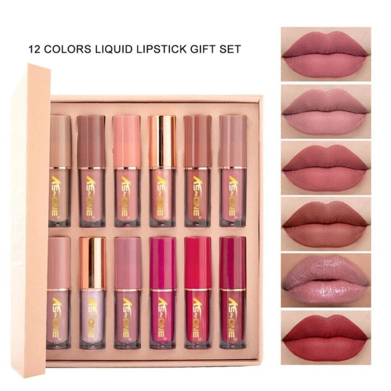 12 Pcs Matte Liquid Lipstick Set Waterproof