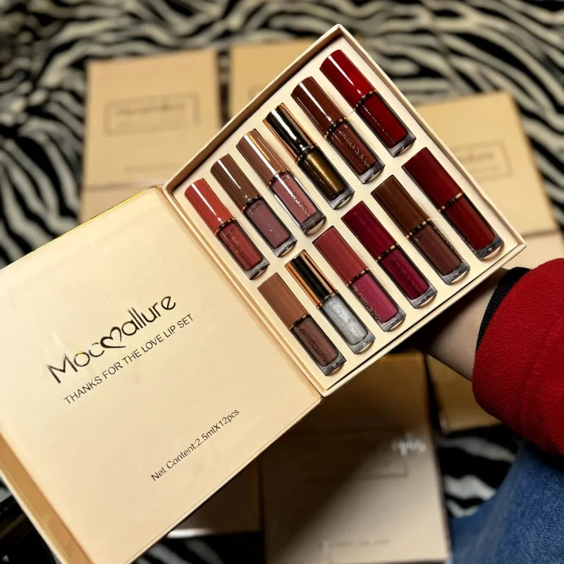 12 Pcs Matte Liquid Lipstick Set Waterproof