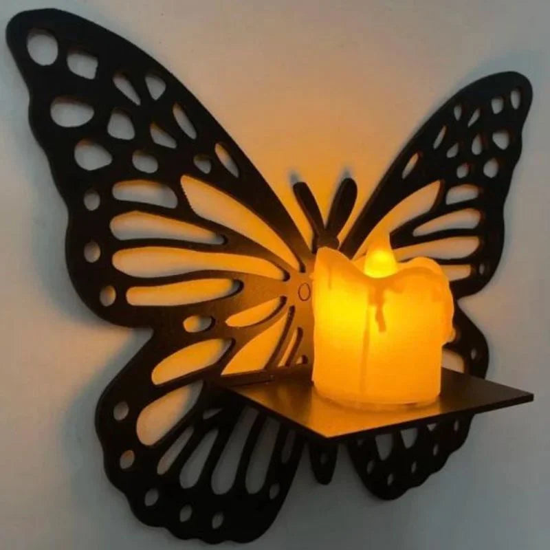 Wooden Butterfly Wall Shelf Candle Holder pack of 3
