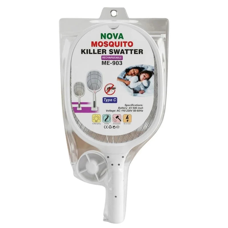 Nova USB Rechargeable Mosquito Racket | Electric Insect Killer Swatter