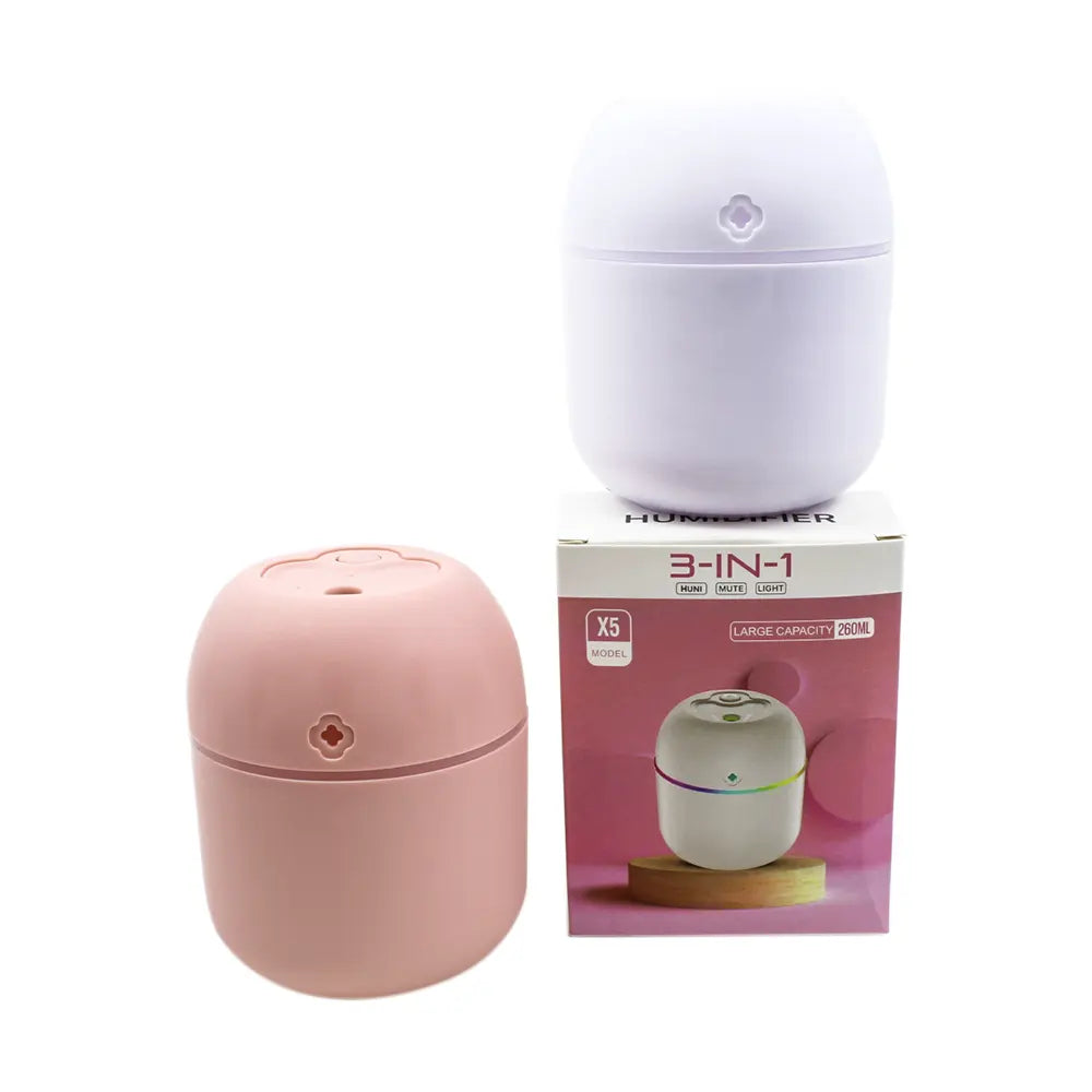 USB Portable 3-in-1 Air Humidifier LED Light & Aromatherapy