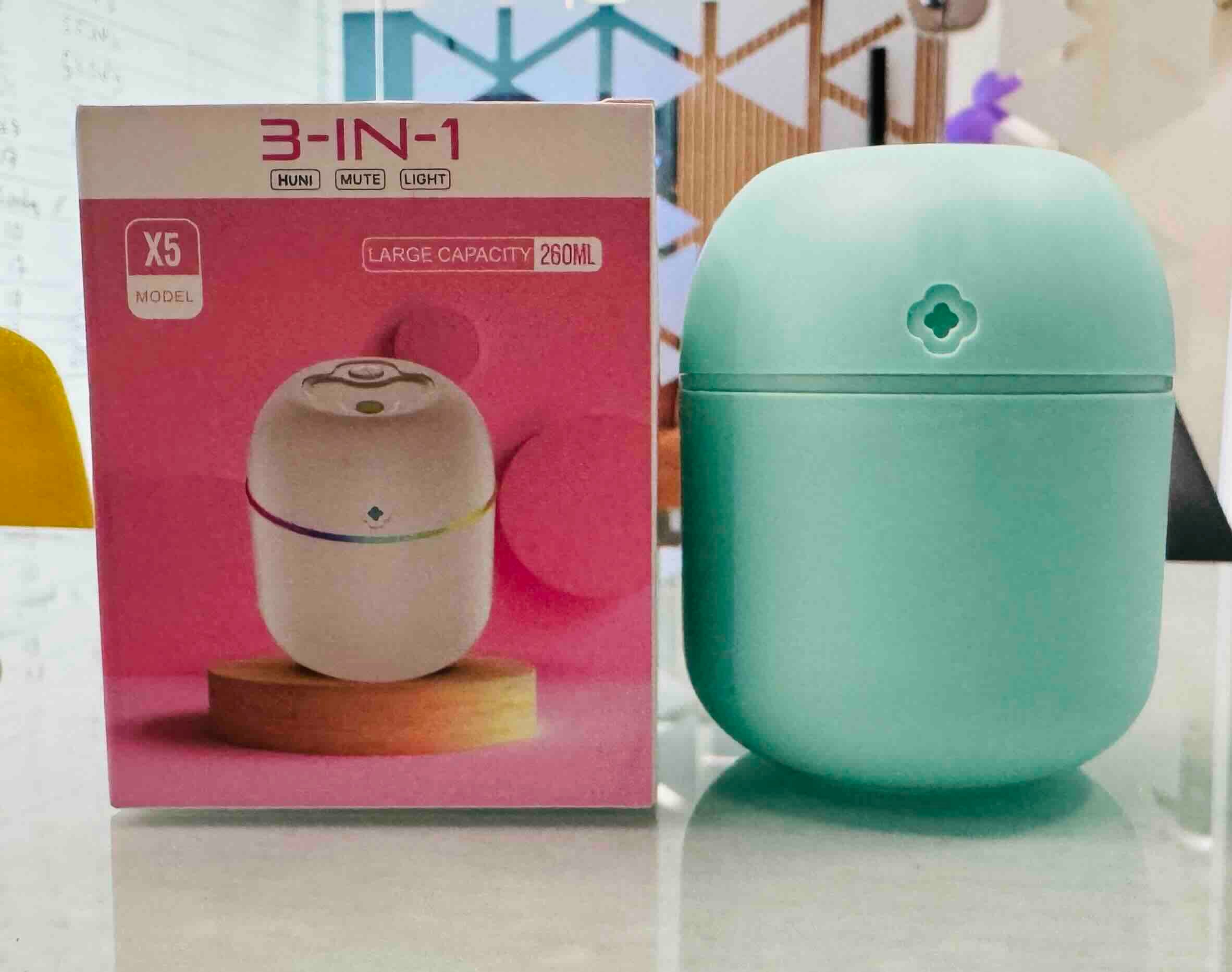 USB Portable 3-in-1 Air Humidifier LED Light & Aromatherapy