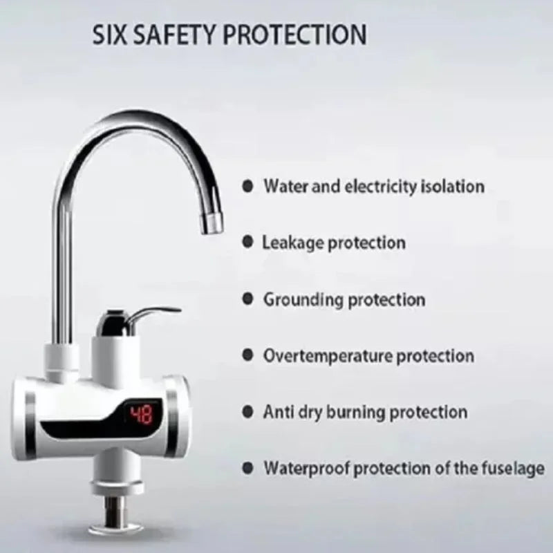 Electric Instant Heating Faucet Digital Temperature Display Kitchen & Bathroom