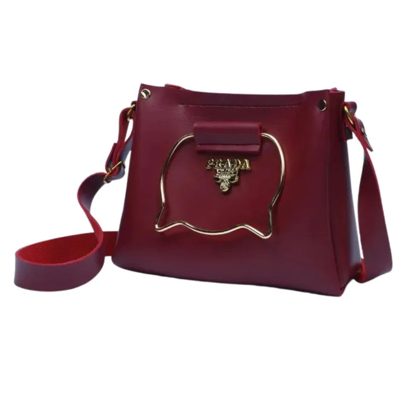 Maroon Elegant Cat Handle Handbag
