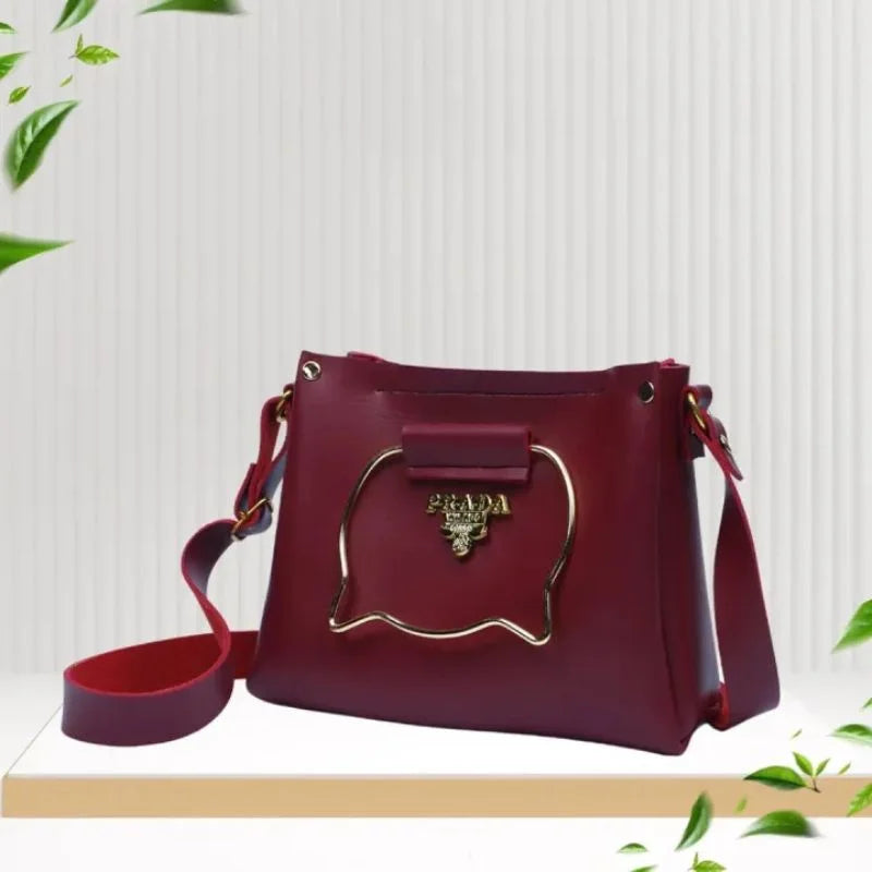 Maroon Elegant Cat Handle Handbag