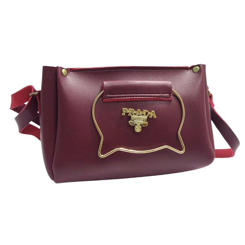 Maroon Elegant Cat Handle Handbag