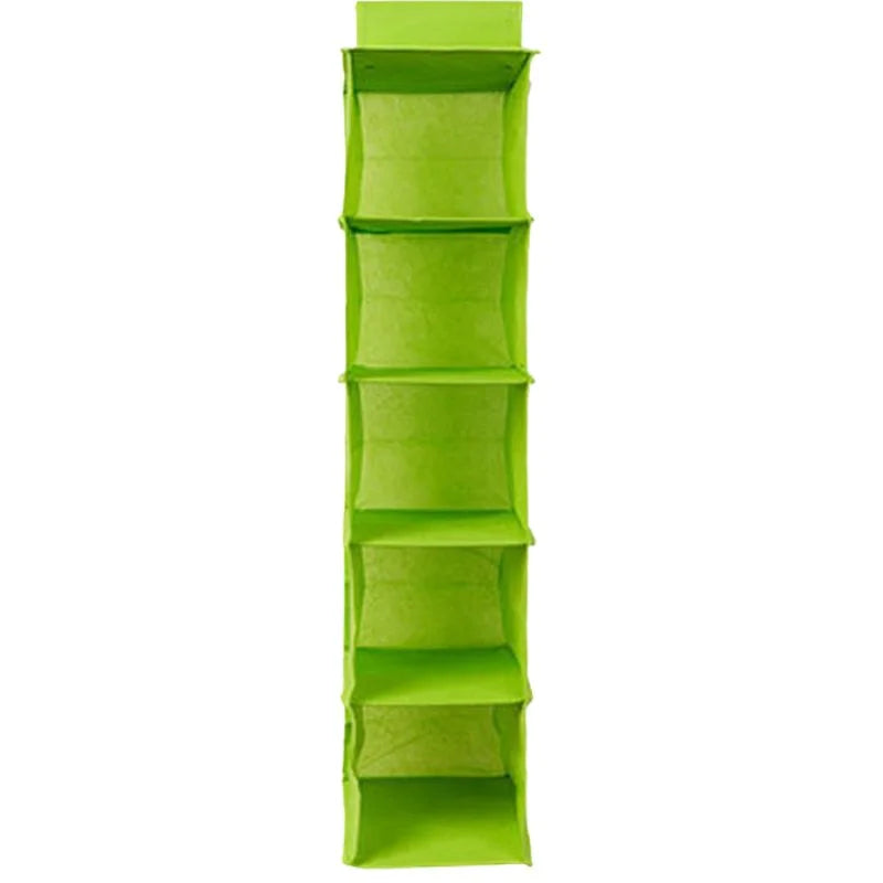 5 Shelf Clothes Hanging Organizer Durable Fabric & Plastic