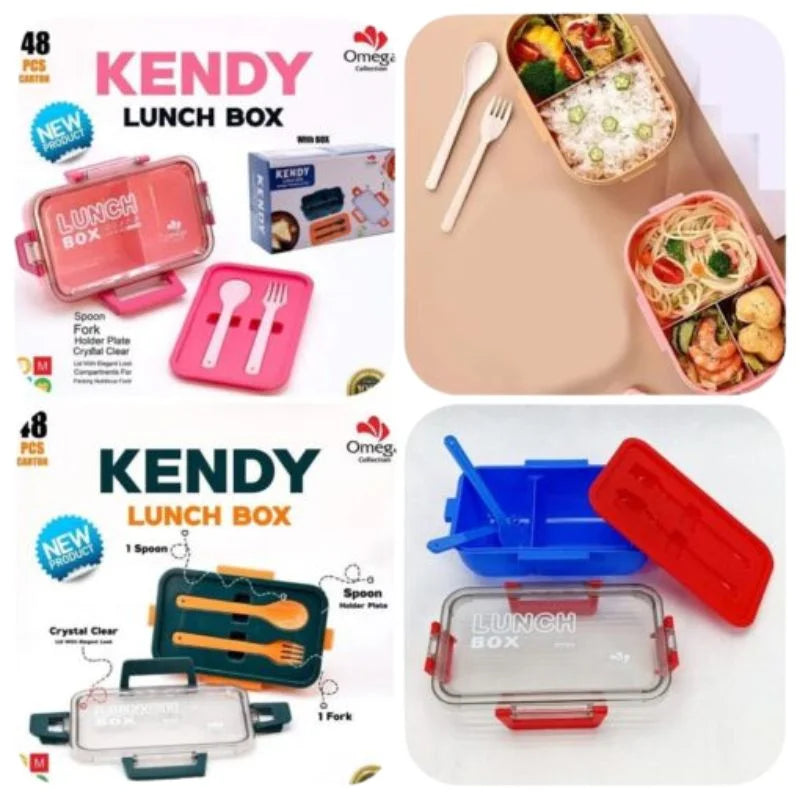 Kendy Lunch Box with Spoon & Fork  | 2-Compartment Portable