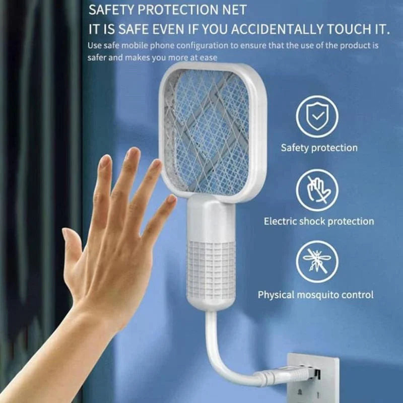 Portable Mini Mosquito Swatter USB Rechargeable Electric Bug Zapper with LED