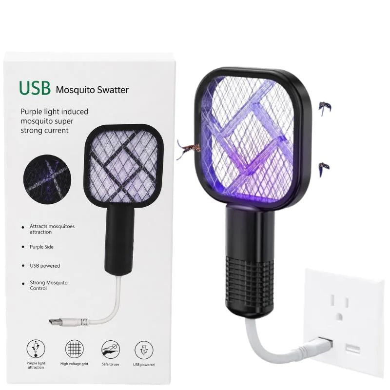 Portable Mini Mosquito Swatter USB Rechargeable Electric Bug Zapper with LED