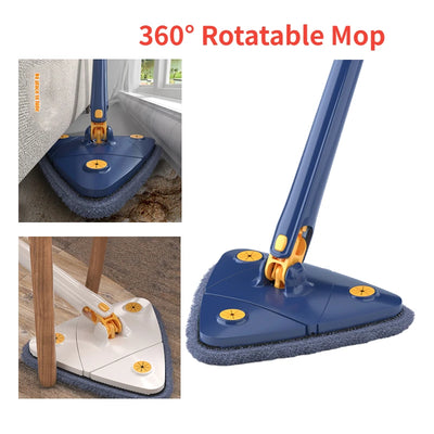 360° Twist Rotatable Triangle Mop with Long Handle Auto Squeeze Design