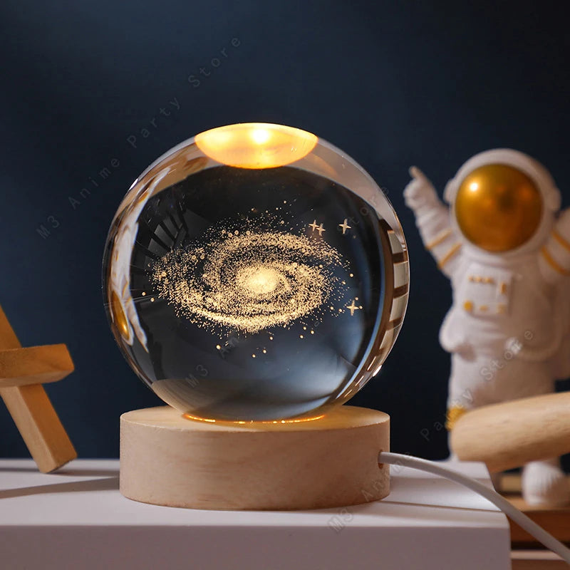 3D Crystal Ball Galaxy Night Light LED Lamp