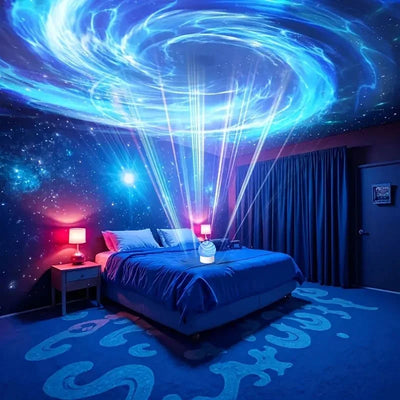 2-in-1 Ocean Wave Projector Light & Northern Aurora Lamp | 16 Colors RGB Night Light Projector  | Bedroom Mood Lamp