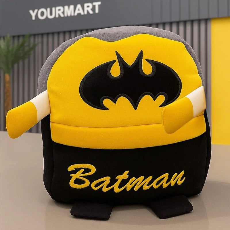 Cute Plush Batman Character School Bag for Kids