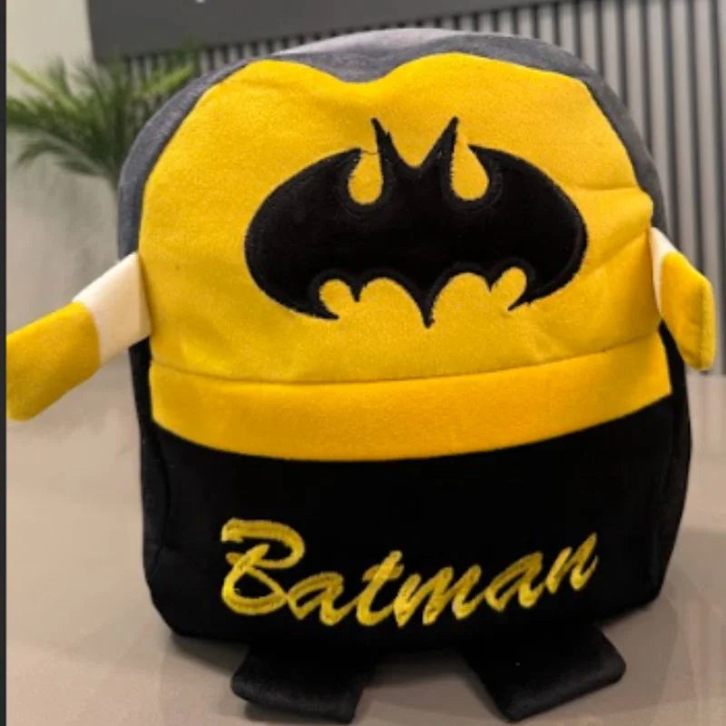 Cute Plush Batman Character School Bag for Kids