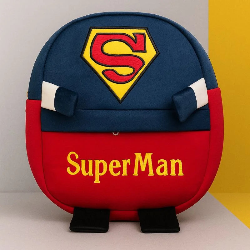 Cute Plush Superman Character School Bag for Kids