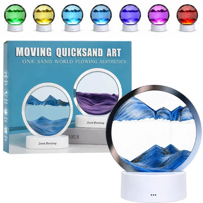 3D Moving Sand Art LED Lamp | Painting Display | USB Decorative Table Lamp for Home & Office | Random Color
