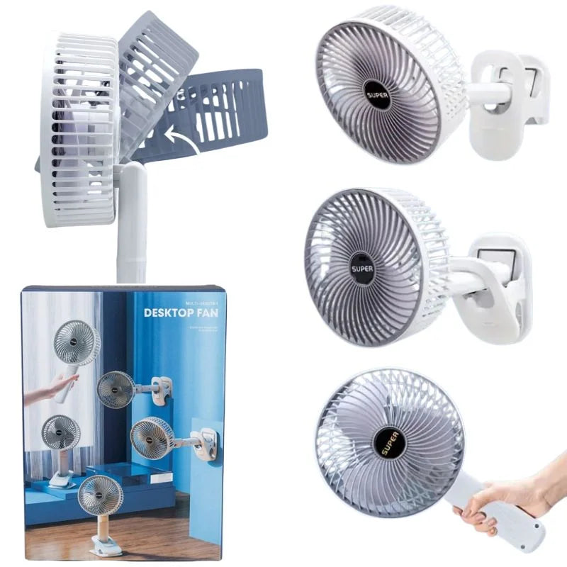 Rechargeable 3-in-1 Clip Fan | Handheld, Desktop & Wall Mounted