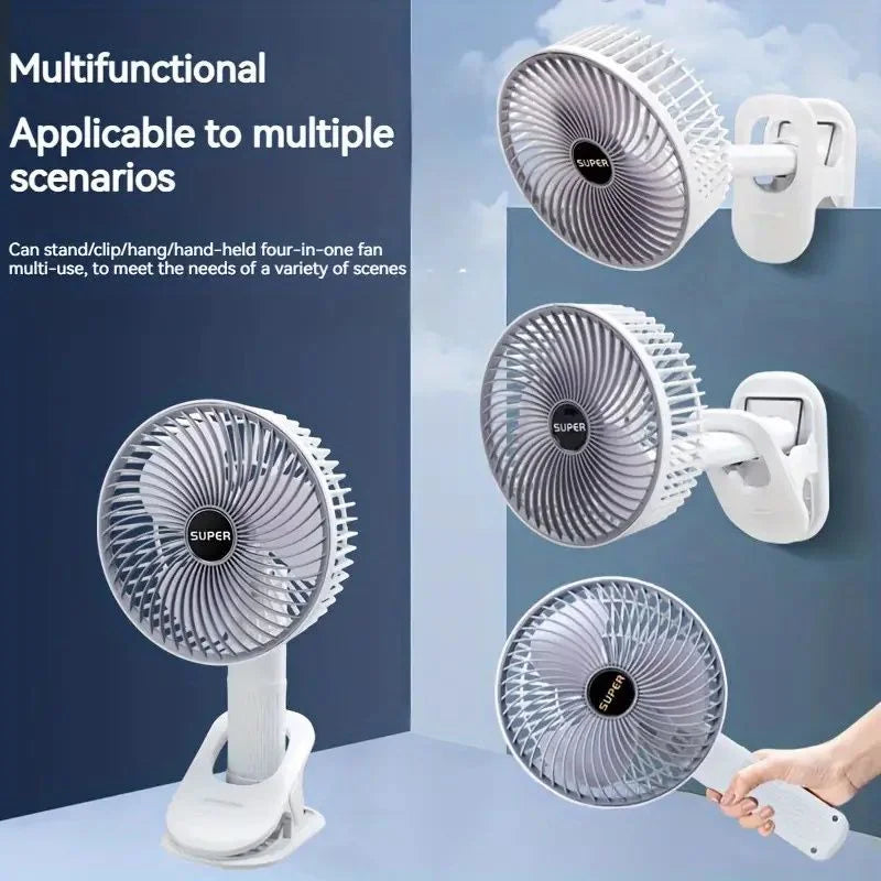 Rechargeable 3-in-1 Clip Fan | Handheld, Desktop & Wall Mounted