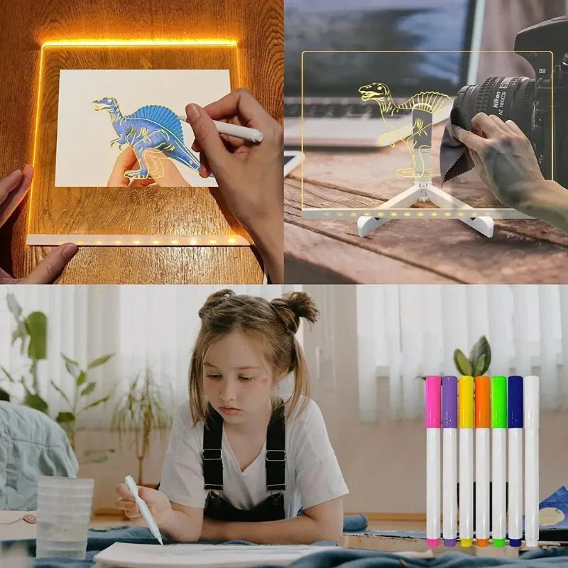8x8 Inches LED Acrylic Writing Board with USB Light