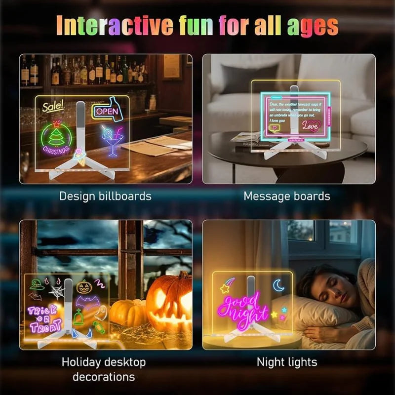 8x8 Inches LED Acrylic Writing Board with USB Light