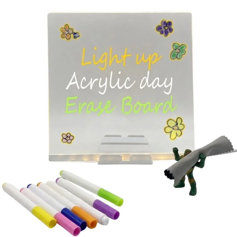 8x8 Inches LED Acrylic Writing Board with USB Light