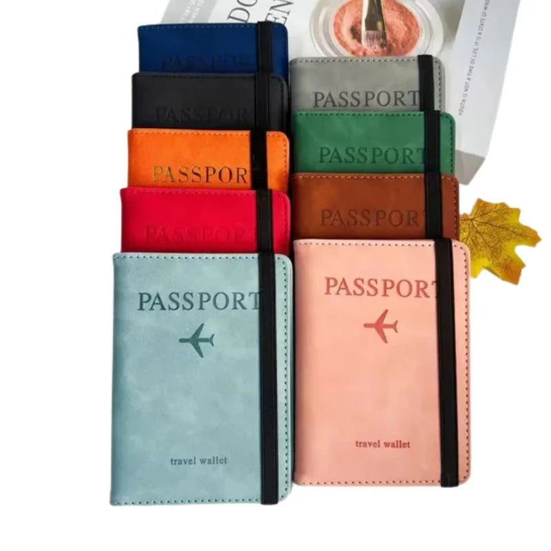 Passport Wallet  | PU Leather Travel Document Holder with Card & Cash Pockets | Random Color