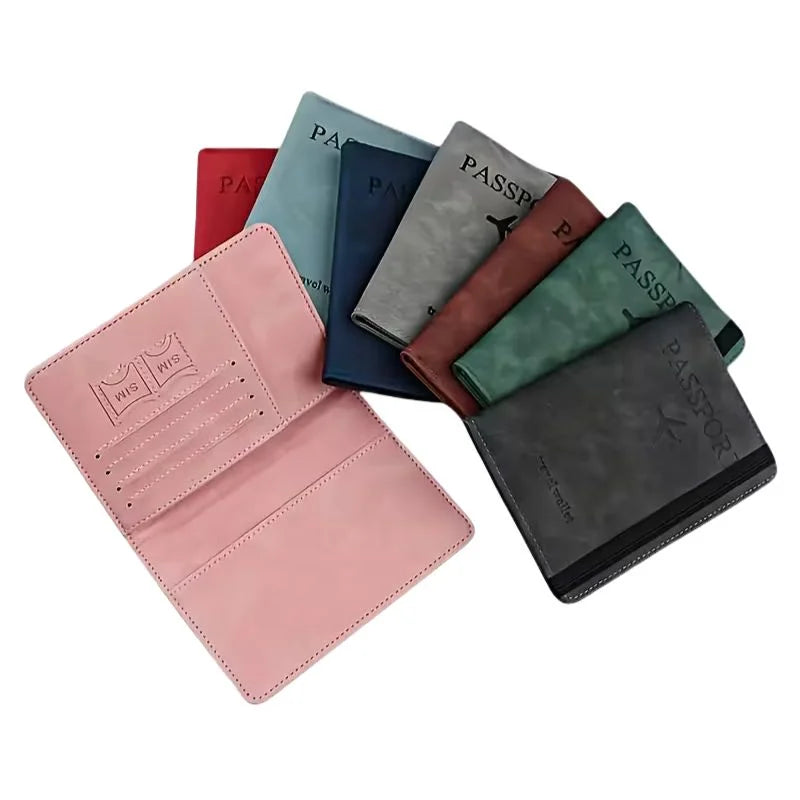 Passport Wallet  | PU Leather Travel Document Holder with Card & Cash Pockets | Random Color