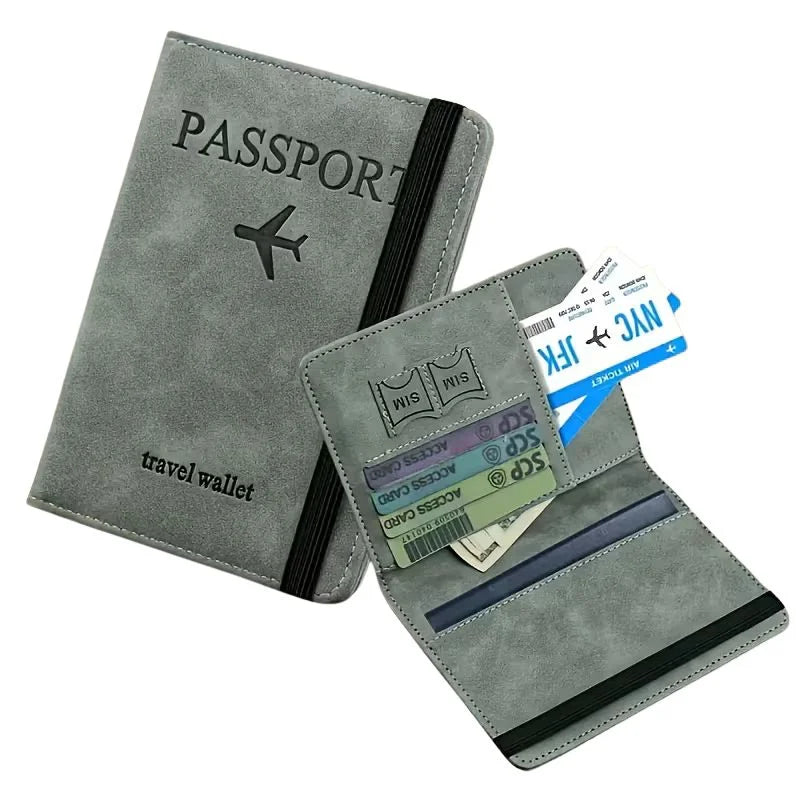 Passport Wallet  | PU Leather Travel Document Holder with Card & Cash Pockets | Random Color