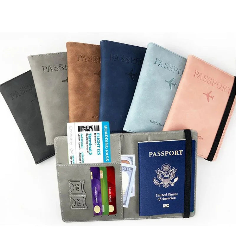 Passport Wallet  | PU Leather Travel Document Holder with Card & Cash Pockets | Random Color