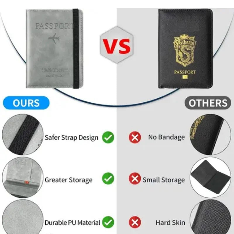 Passport Wallet  | PU Leather Travel Document Holder with Card & Cash Pockets | Random Color