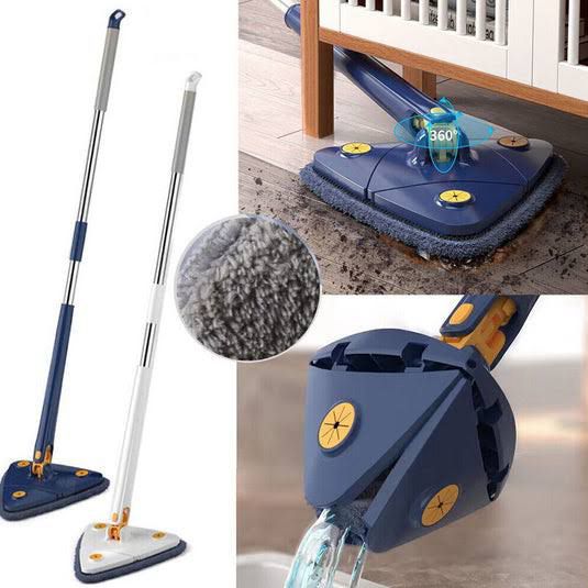 360° Twist Rotatable Triangle Mop with Long Handle Auto Squeeze Design