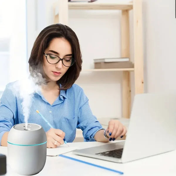 USB Portable 3-in-1 Air Humidifier LED Light & Aromatherapy