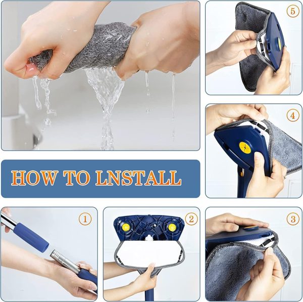 360° Twist Rotatable Triangle Mop with Long Handle Auto Squeeze Design