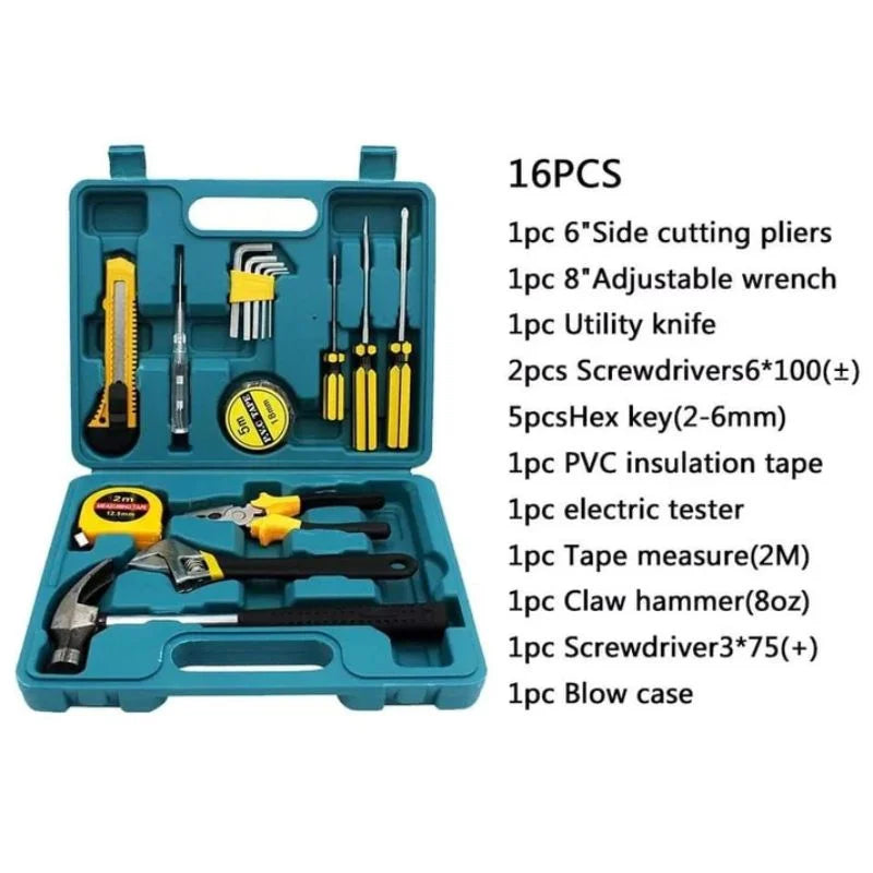 12-in-1 Home Tool Kit  | Multi-Purpose Repair Tool Set | Hardware Tool Durable Storage Box