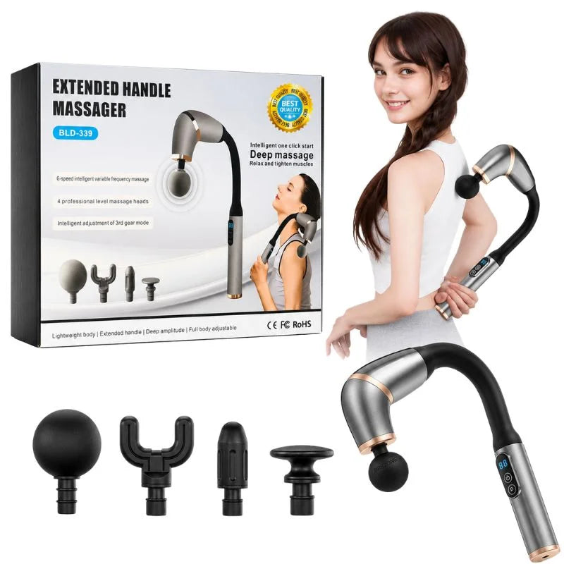 Rechargeable Massage Gun with 4 Interchangeable Heads | Full Body Muscle Relaxation