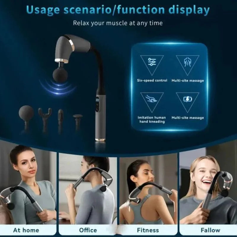 Rechargeable Massage Gun with 4 Interchangeable Heads | Full Body Muscle Relaxation