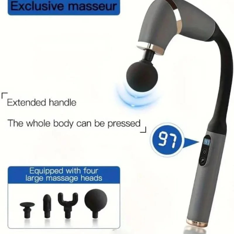 Rechargeable Massage Gun with 4 Interchangeable Heads | Full Body Muscle Relaxation